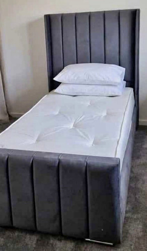 Grey velvet upholstered single - velvet,
