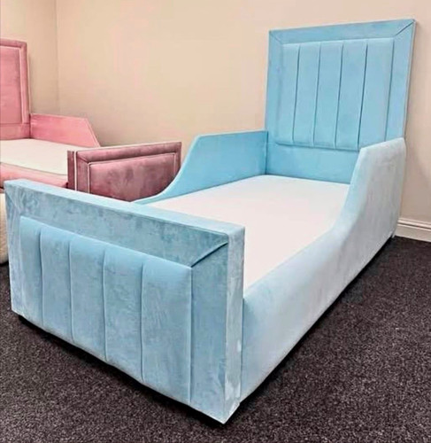 Blue velvet upholstered single - velvet,