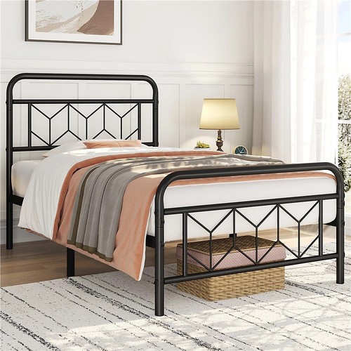 Single bed black metal frame - single,