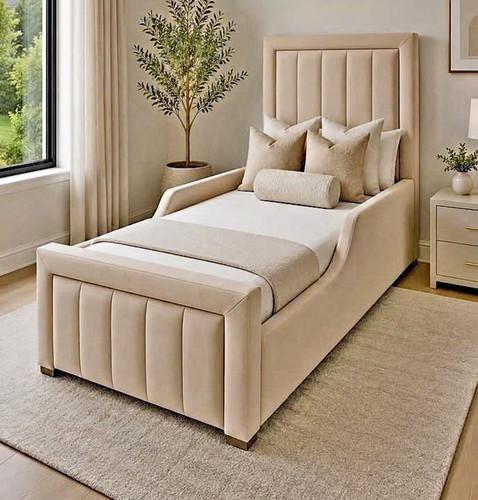Beige velvet upholstered - beige,