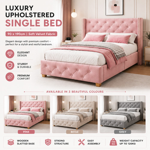 Luxury upholstered single bed - luxury,
