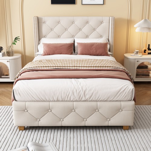 Upholstered bed frame single - frame,